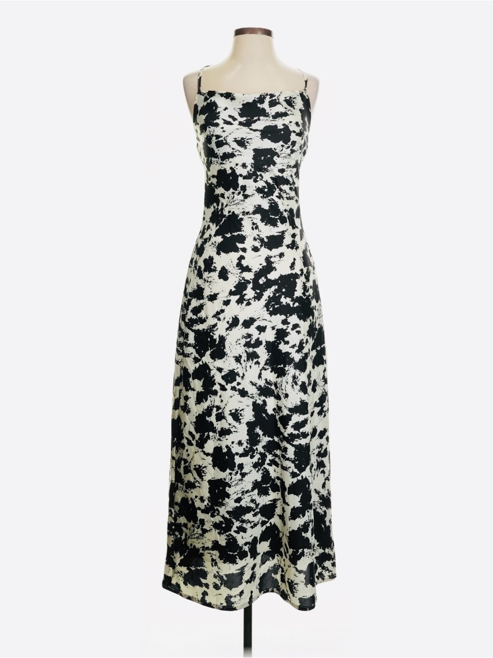 Thirty Thirty Cow Print Satin Maxi Dress Size Medium